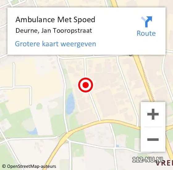 Locatie op kaart van de 112 melding: Ambulance Met Spoed Naar Deurne, Jan Tooropstraat op 20 augustus 2018 08:46