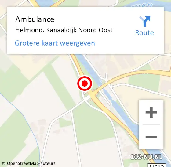 Locatie op kaart van de 112 melding: Ambulance Helmond, Kanaaldijk Noord Oost op 20 augustus 2018 09:08