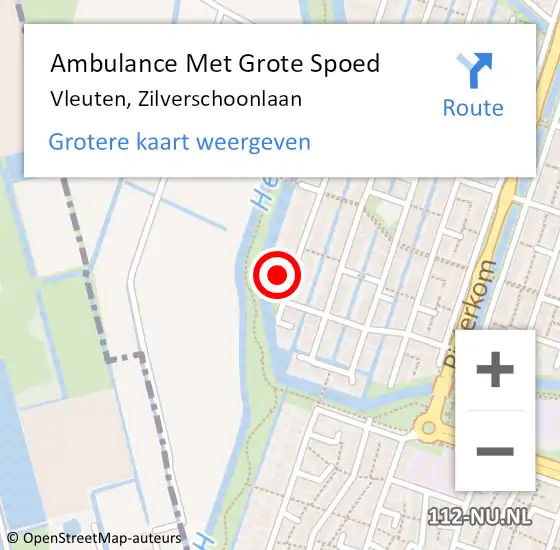 Locatie op kaart van de 112 melding: Ambulance Met Grote Spoed Naar Vleuten, Zilverschoonlaan op 20 augustus 2018 09:14