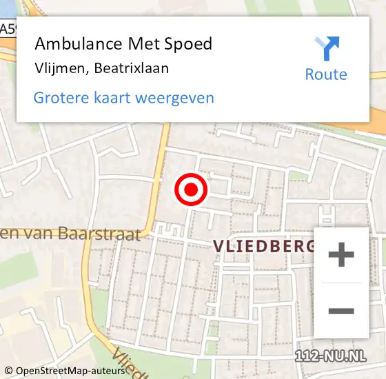 Locatie op kaart van de 112 melding: Ambulance Met Spoed Naar Vlijmen, Beatrixlaan op 20 augustus 2018 09:26