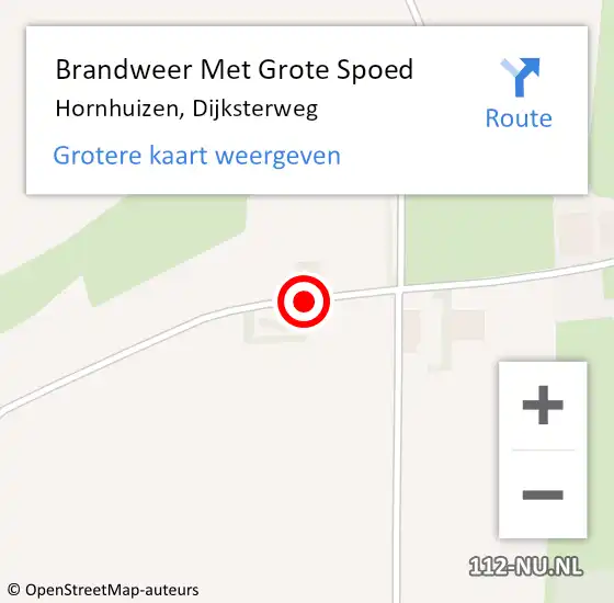 Locatie op kaart van de 112 melding: Brandweer Met Grote Spoed Naar Hornhuizen, Dijksterweg op 20 augustus 2018 09:39