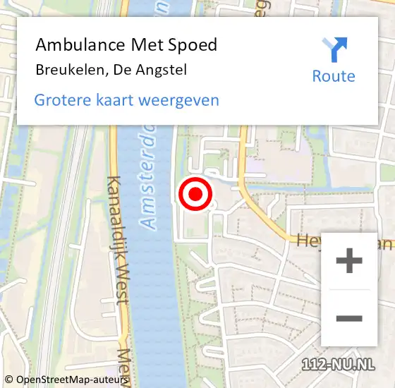 Locatie op kaart van de 112 melding: Ambulance Met Spoed Naar Breukelen, De Angstel op 20 augustus 2018 09:41