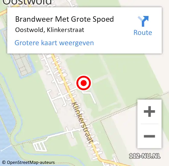 Locatie op kaart van de 112 melding: Brandweer Met Grote Spoed Naar Oostwold, Klinkerstraat op 20 augustus 2018 10:42