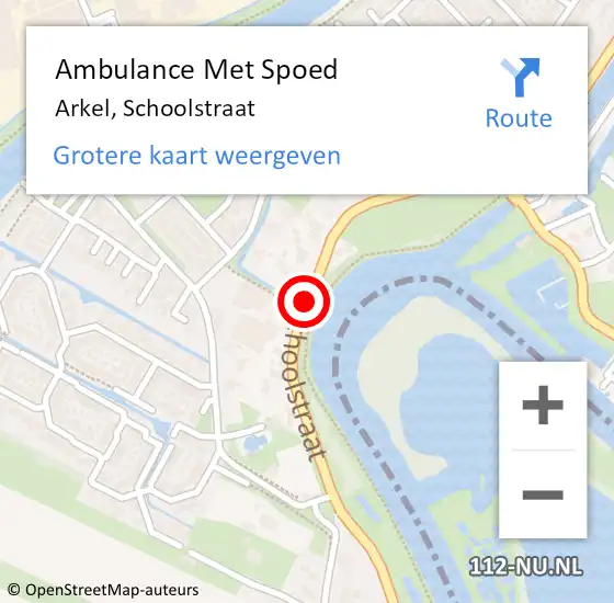 Locatie op kaart van de 112 melding: Ambulance Met Spoed Naar Arkel, Schoolstraat op 20 augustus 2018 10:55