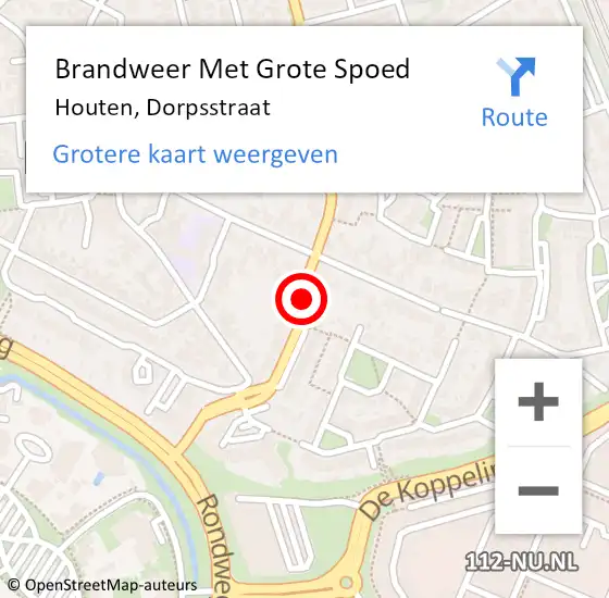 Locatie op kaart van de 112 melding: Brandweer Met Grote Spoed Naar Houten, Dorpsstraat op 20 augustus 2018 10:58