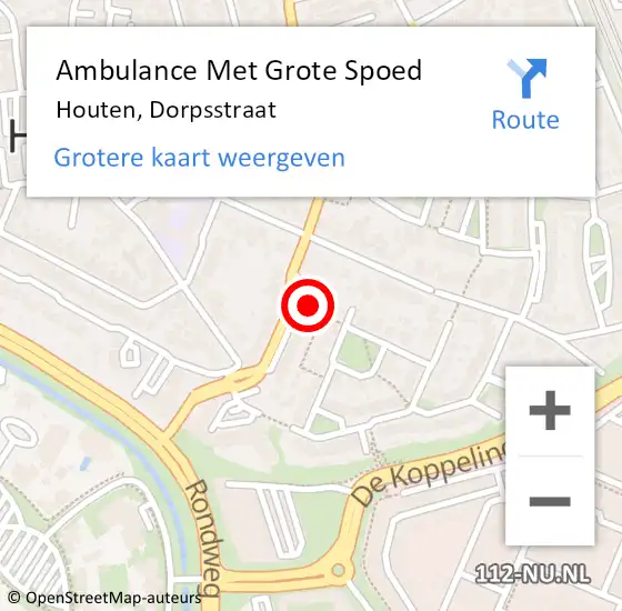 Locatie op kaart van de 112 melding: Ambulance Met Grote Spoed Naar Houten, Dorpsstraat op 20 augustus 2018 10:58