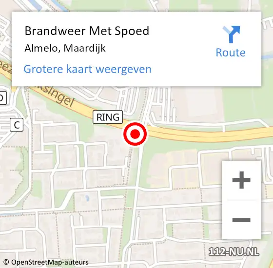 Locatie op kaart van de 112 melding: Brandweer Met Spoed Naar Almelo, Maardijk op 20 augustus 2018 11:05