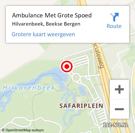Locatie op kaart van de 112 melding: Ambulance Met Grote Spoed Naar Hilvarenbeek, Beekse Bergen op 20 augustus 2018 11:10