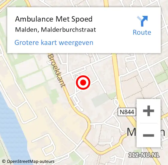 Locatie op kaart van de 112 melding: Ambulance Met Spoed Naar Malden, Malderburchstraat op 20 augustus 2018 11:20