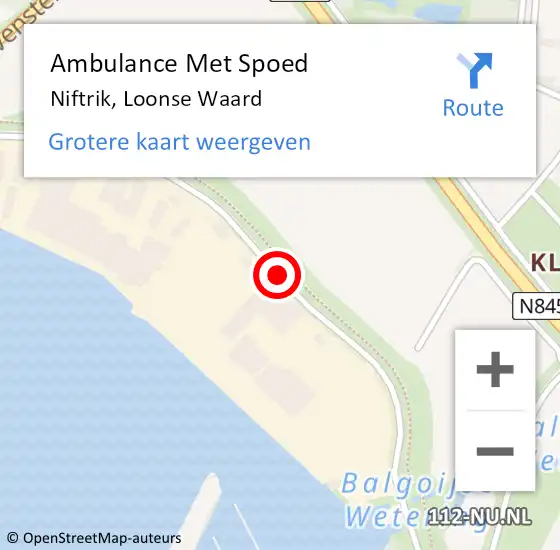 Locatie op kaart van de 112 melding: Ambulance Met Spoed Naar Niftrik, Loonse Waard op 20 augustus 2018 11:22