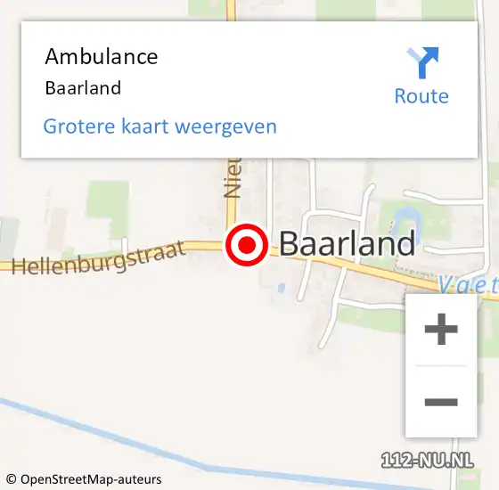 Locatie op kaart van de 112 melding: Ambulance Baarland op 6 maart 2014 14:23