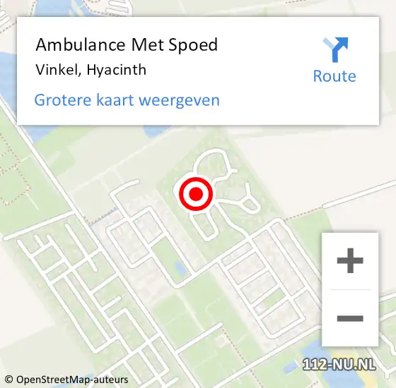 Locatie op kaart van de 112 melding: Ambulance Met Spoed Naar Vinkel, Hyacinth op 20 augustus 2018 12:42