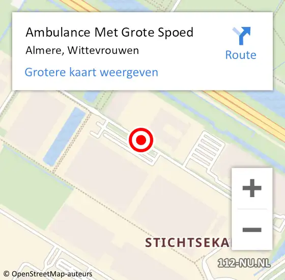 Locatie op kaart van de 112 melding: Ambulance Met Grote Spoed Naar Almere, Wittevrouwen op 20 augustus 2018 14:11