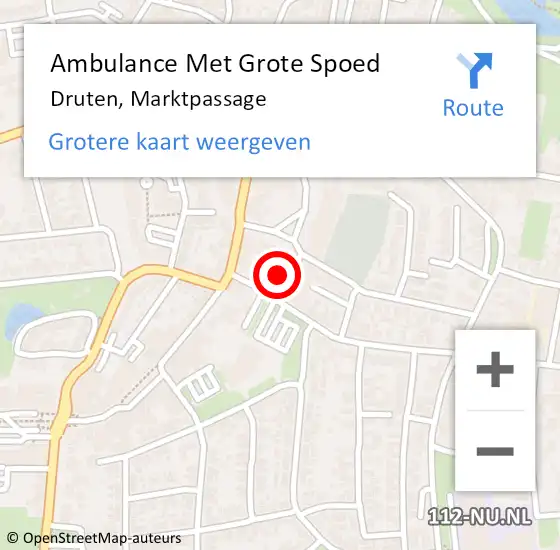 Locatie op kaart van de 112 melding: Ambulance Met Grote Spoed Naar Druten, Marktpassage op 20 augustus 2018 14:21