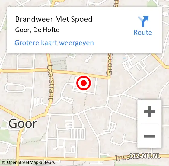 Locatie op kaart van de 112 melding: Brandweer Met Spoed Naar Goor, De Hofte op 20 augustus 2018 14:38