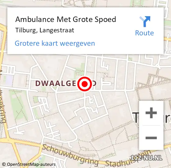 Locatie op kaart van de 112 melding: Ambulance Met Grote Spoed Naar Tilburg, Langestraat op 20 augustus 2018 15:17