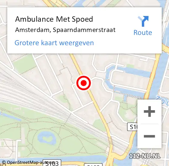 Locatie op kaart van de 112 melding: Ambulance Met Spoed Naar Amsterdam, Spaarndammerstraat op 20 augustus 2018 15:33