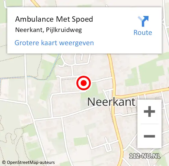 Locatie op kaart van de 112 melding: Ambulance Met Spoed Naar Neerkant, Pijlkruidweg op 20 augustus 2018 15:38