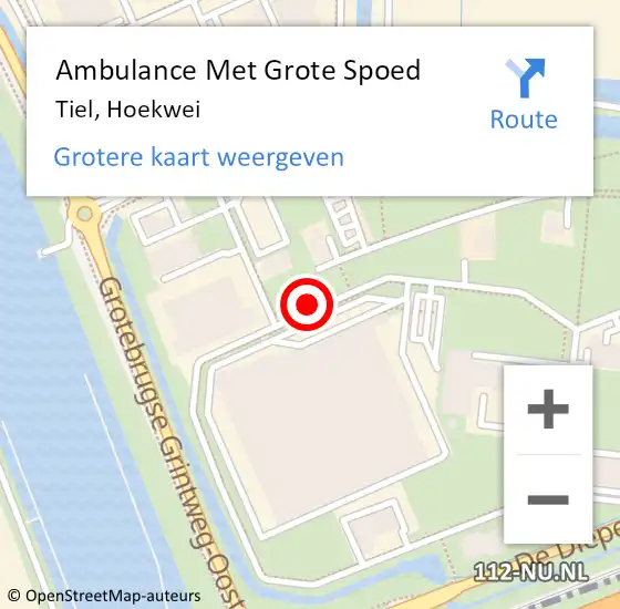 Locatie op kaart van de 112 melding: Ambulance Met Grote Spoed Naar Tiel, Hoekwei op 20 augustus 2018 15:49