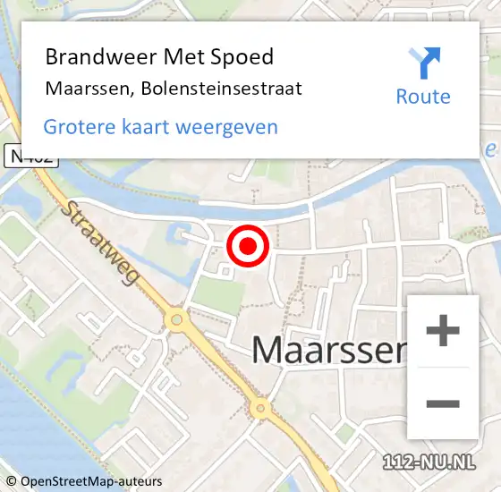 Locatie op kaart van de 112 melding: Brandweer Met Spoed Naar Maarssen, Bolensteinsestraat op 20 augustus 2018 16:00