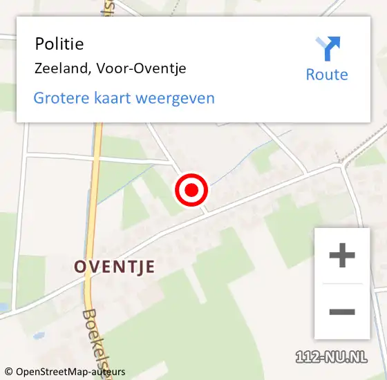 Locatie op kaart van de 112 melding: Politie Zeeland, Voor-Oventje op 20 augustus 2018 16:05