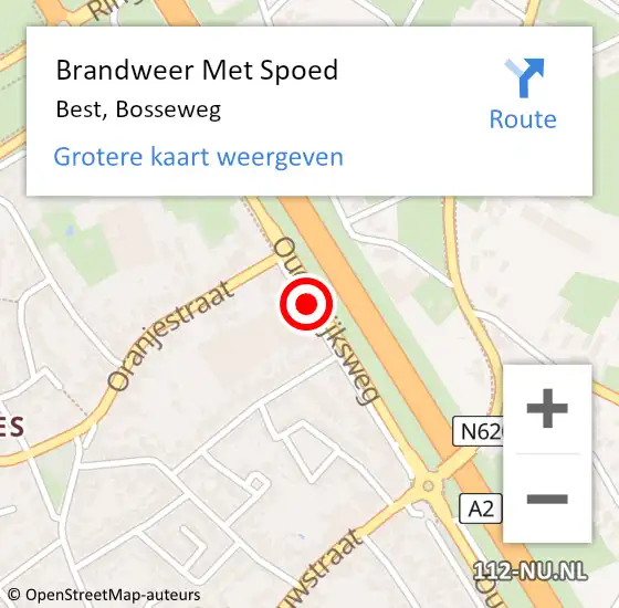 Locatie op kaart van de 112 melding: Brandweer Met Spoed Naar Best, Bosseweg op 20 augustus 2018 16:11