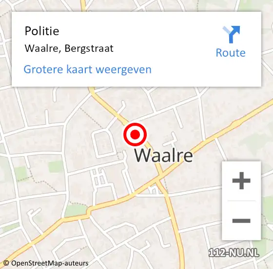 Locatie op kaart van de 112 melding: Politie Waalre, Bergstraat op 20 augustus 2018 16:19