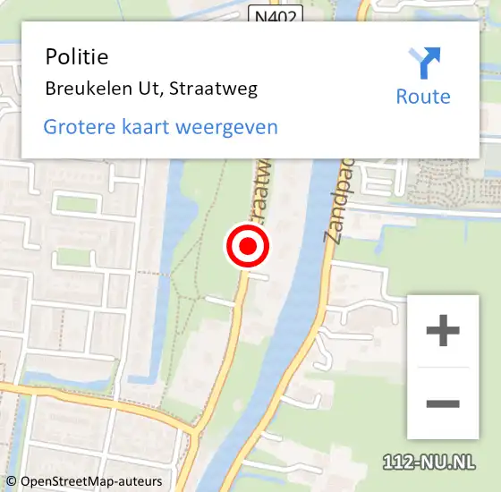 Locatie op kaart van de 112 melding: Politie Breukelen Ut, Straatweg op 6 maart 2014 14:58