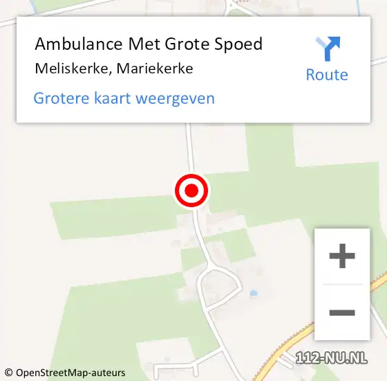 Locatie op kaart van de 112 melding: Ambulance Met Grote Spoed Naar Meliskerke, Mariekerke op 20 augustus 2018 17:18