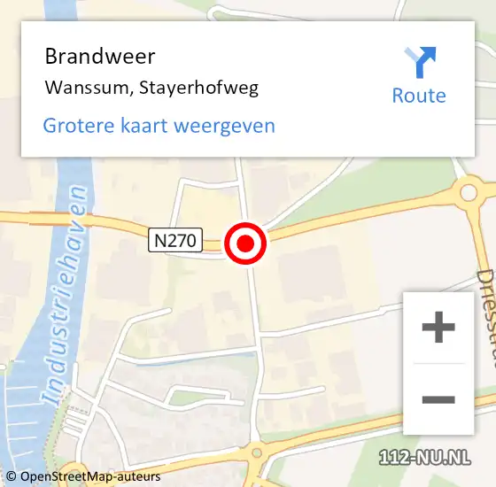 Locatie op kaart van de 112 melding: Brandweer Wanssum, Stayerhofweg op 20 augustus 2018 18:08