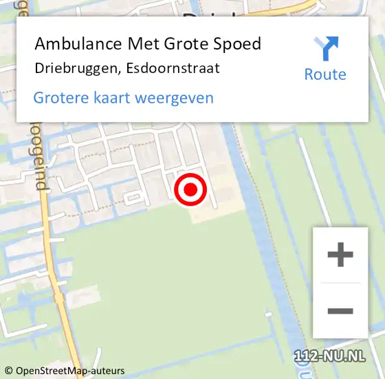 Locatie op kaart van de 112 melding: Ambulance Met Grote Spoed Naar Driebruggen, Esdoornstraat op 6 maart 2014 15:09