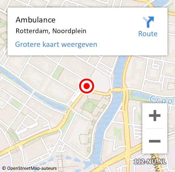 Locatie op kaart van de 112 melding: Ambulance Rotterdam, Noordplein op 20 augustus 2018 19:11