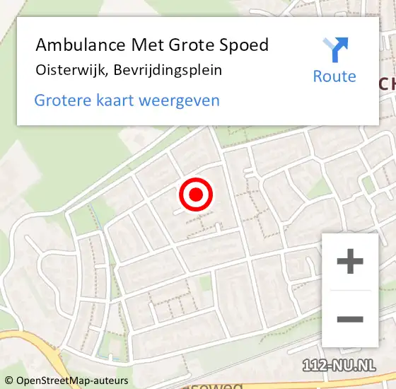 Locatie op kaart van de 112 melding: Ambulance Met Grote Spoed Naar Oisterwijk, Bevrijdingsplein op 20 augustus 2018 19:44