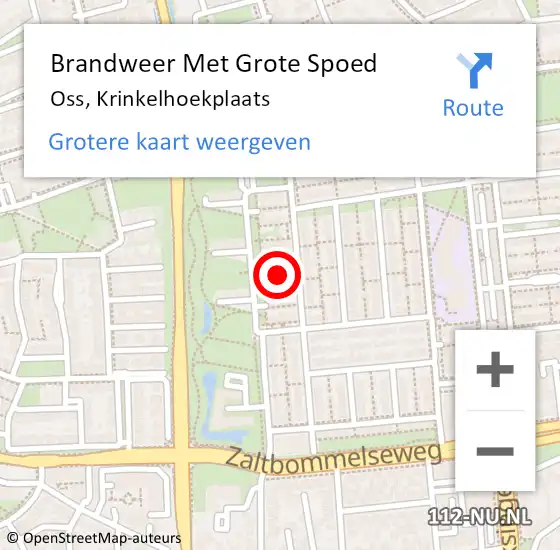 Locatie op kaart van de 112 melding: Brandweer Met Grote Spoed Naar Oss, Krinkelhoekplaats op 20 augustus 2018 21:15