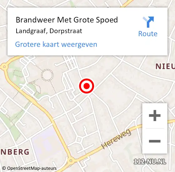 Locatie op kaart van de 112 melding: Brandweer Met Grote Spoed Naar Landgraaf, Dorpstraat op 20 augustus 2018 21:17