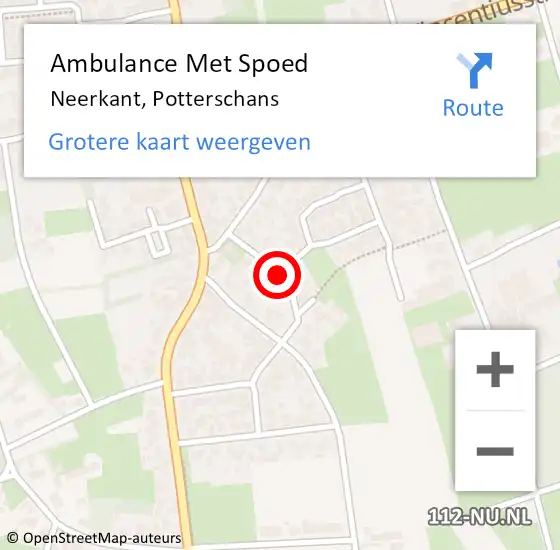 Locatie op kaart van de 112 melding: Ambulance Met Spoed Naar Neerkant, Potterschans op 20 augustus 2018 21:31