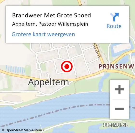 Locatie op kaart van de 112 melding: Brandweer Met Grote Spoed Naar Appeltern, Pastoor Willemsplein op 20 augustus 2018 21:44