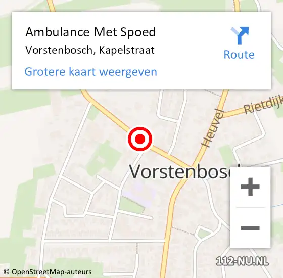 Locatie op kaart van de 112 melding: Ambulance Met Spoed Naar Vorstenbosch, Kapelstraat op 20 augustus 2018 21:48