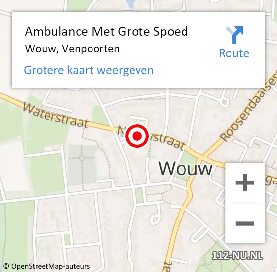 Locatie op kaart van de 112 melding: Ambulance Met Grote Spoed Naar Wouw, Venpoorten op 20 augustus 2018 22:41