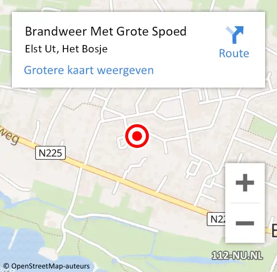 Locatie op kaart van de 112 melding: Brandweer Met Grote Spoed Naar Elst Ut, Het Bosje op 20 augustus 2018 22:44