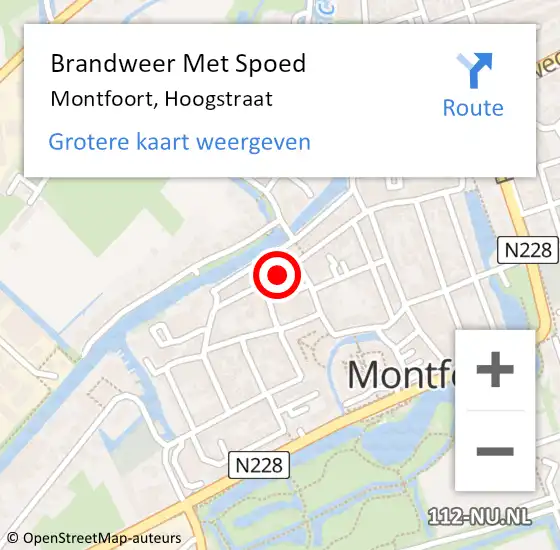 Locatie op kaart van de 112 melding: Brandweer Met Spoed Naar Montfoort, Hoogstraat op 20 augustus 2018 22:50