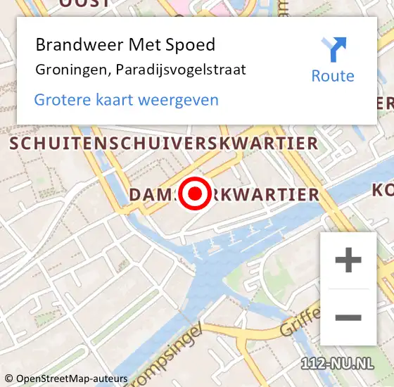 Locatie op kaart van de 112 melding: Brandweer Met Spoed Naar Groningen, Koerspad op 20 augustus 2018 23:22