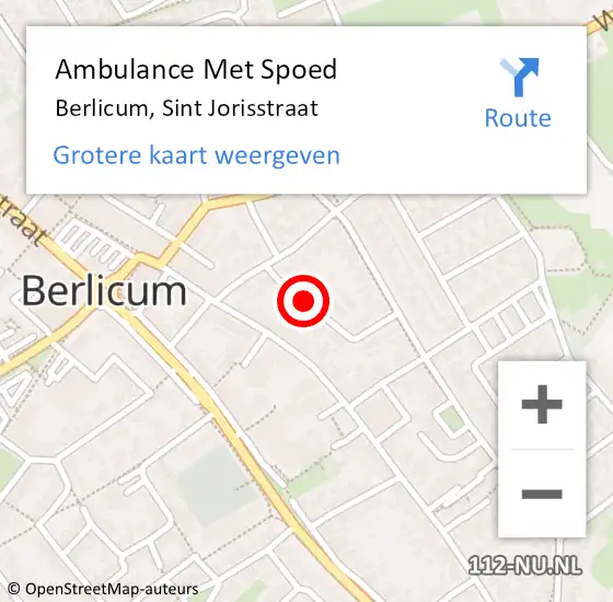 Locatie op kaart van de 112 melding: Ambulance Met Spoed Naar Berlicum, Sint Jorisstraat op 20 augustus 2018 23:47