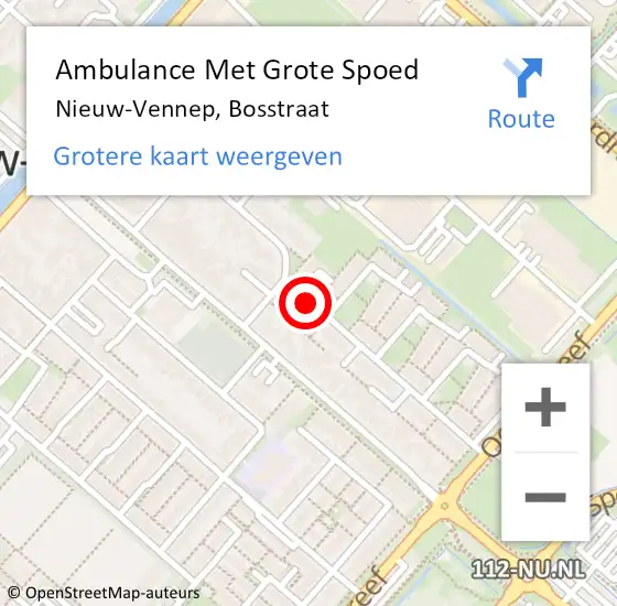 Locatie op kaart van de 112 melding: Ambulance Met Grote Spoed Naar Nieuw-Vennep, Bosstraat op 20 augustus 2018 23:51