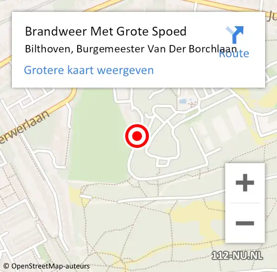 Locatie op kaart van de 112 melding: Brandweer Met Grote Spoed Naar Bilthoven, Burgemeester Van Der Borchlaan op 20 augustus 2018 23:58