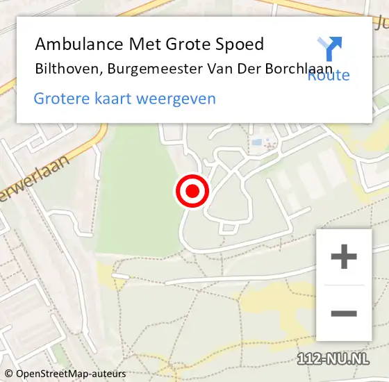 Locatie op kaart van de 112 melding: Ambulance Met Grote Spoed Naar Bilthoven, Burgemeester Van Der Borchlaan op 20 augustus 2018 23:59