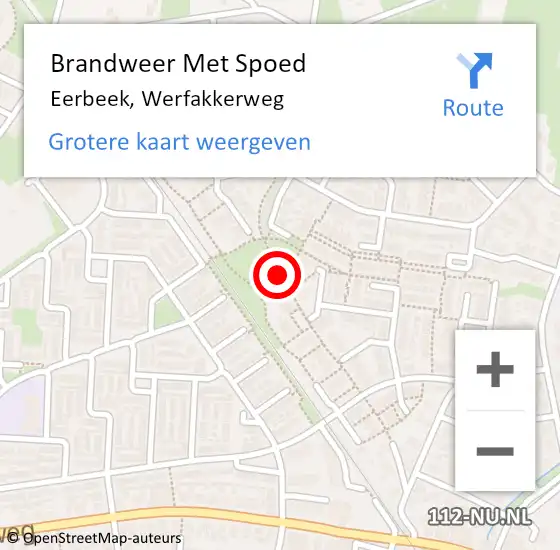 Locatie op kaart van de 112 melding: Brandweer Met Spoed Naar Eerbeek, Werfakkerweg op 21 augustus 2018 00:11