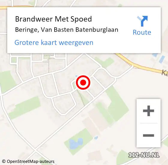 Locatie op kaart van de 112 melding: Brandweer Met Spoed Naar Beringe, Van Basten Batenburglaan op 21 augustus 2018 00:16