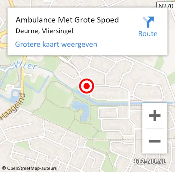 Locatie op kaart van de 112 melding: Ambulance Met Grote Spoed Naar Deurne, Vliersingel op 21 augustus 2018 00:46