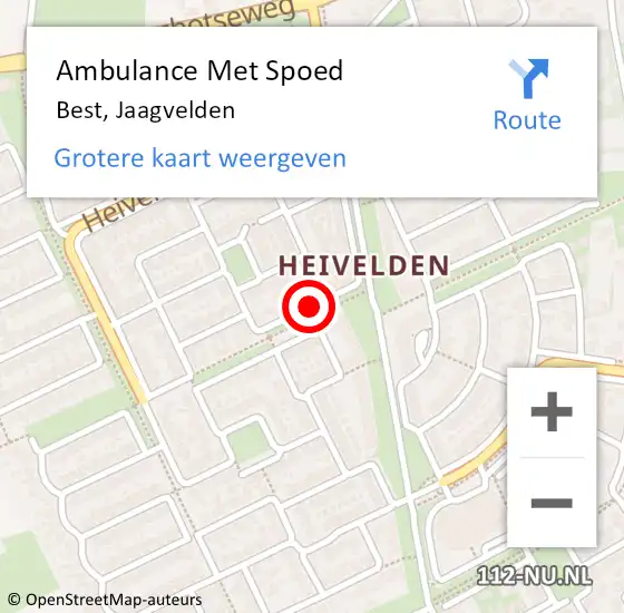 Locatie op kaart van de 112 melding: Ambulance Met Spoed Naar Best, Jaagvelden op 21 augustus 2018 00:58